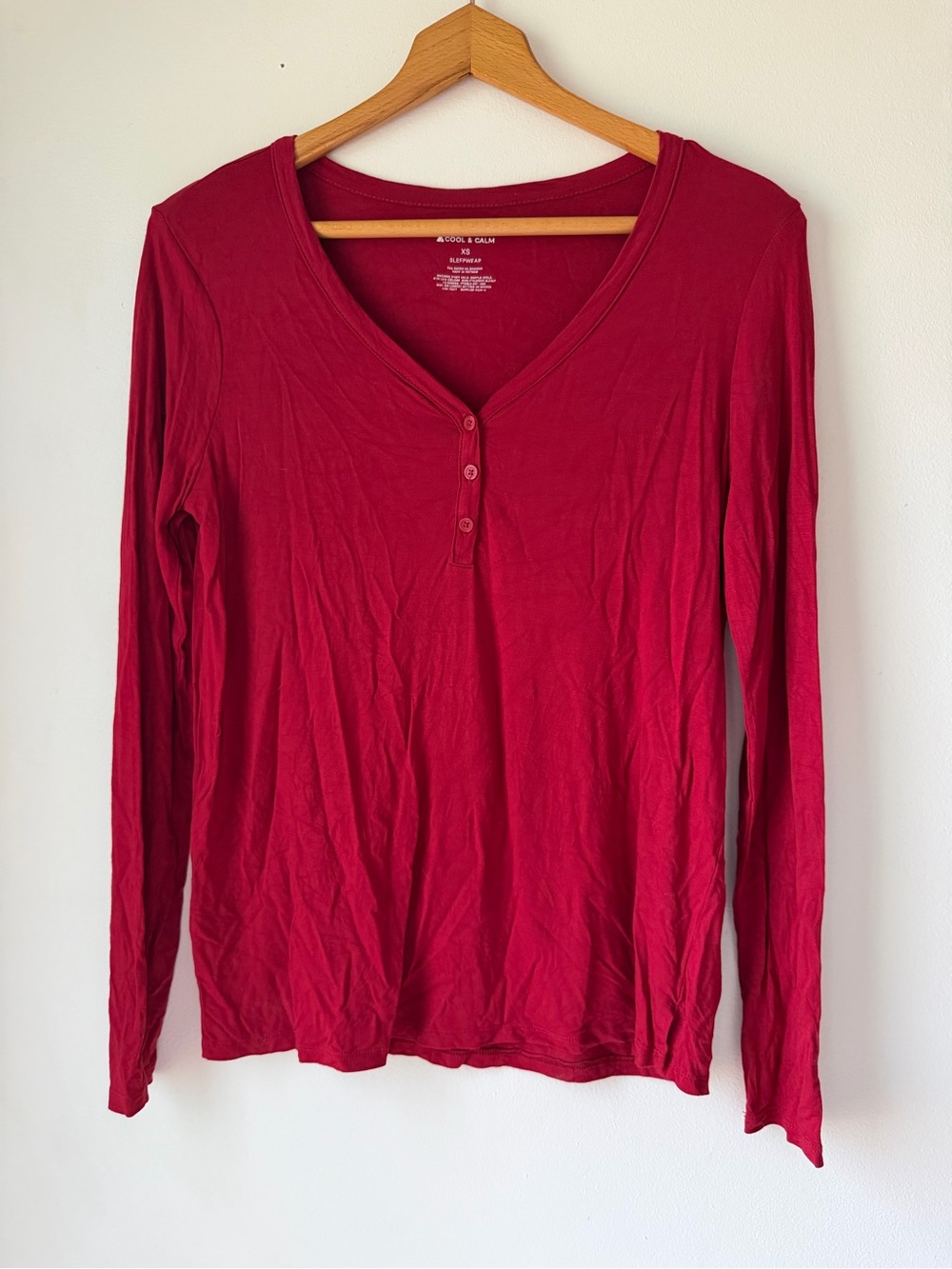 Liz Claiborne Deep Raspberry Long-Sleeve Henley